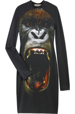 Gorilla print jersey dress